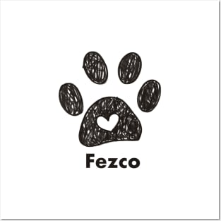 Fezco name made of hand drawn paw prints Posters and Art